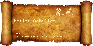 Matity Achilles névjegykártya